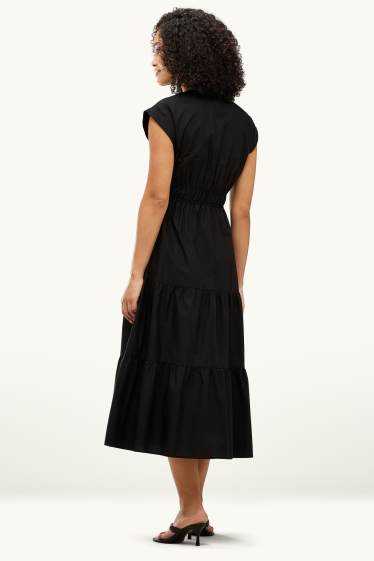 Dames - Fit & flare-jurk, met V-hals - zwart