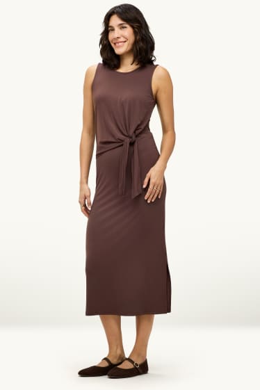 Femmes - Robe en viscose - straight fit - marron