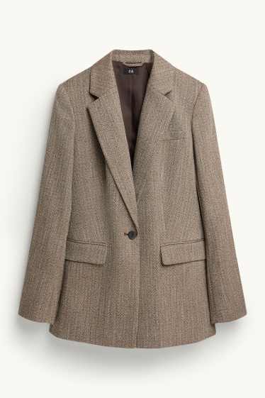Femei - Blazer lung - regular fit - cu model - maro