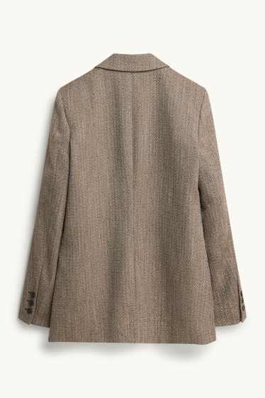 Femei - Blazer lung - regular fit - cu model - maro