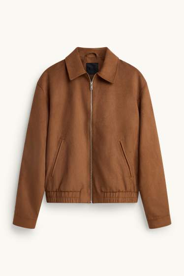 Herren - Jacke - Velourslederimitat - braun