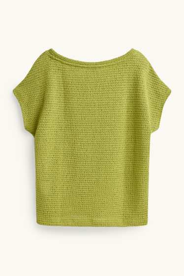 Donna - T-shirt in maglia - relaxed fit - tessuto tramato - verde chiaro