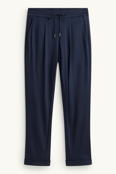Dames - Pantalon - mid waist - tapered fit - donkerblauw