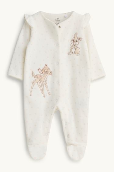 Miminka - dívky - Bambi - pyžamo pro miminka - žebrované - krémově bílá