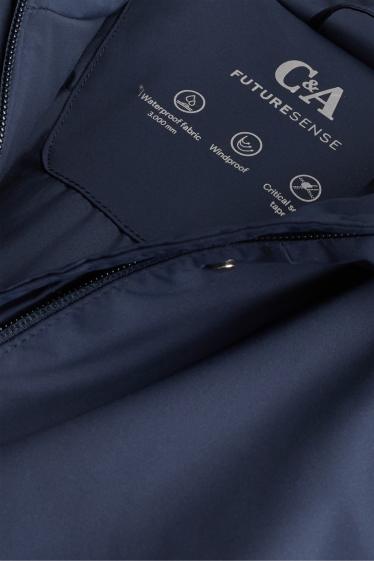 Dames - Sporttrenchcoat met capucon en ceintuur - gevoerd - donkerblauw