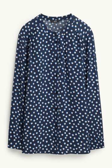 Donna - Blusa - pois - blu scuro / bianco