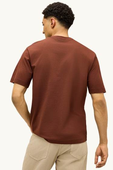 Heren - T-shirt - relaxed fit - bruin