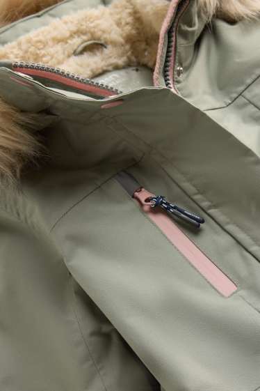 Kinder Mädchen - Regenjacke mit Kapuze - gefüttert - wasserdicht - hellgrün