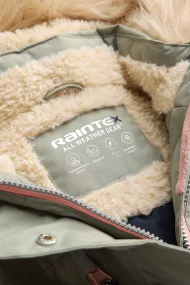 Kinder Mädchen - Regenjacke mit Kapuze - gefüttert - wasserdicht - hellgrün
