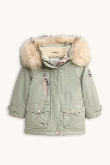 Kinder Mädchen - Regenjacke mit Kapuze - gefüttert - wasserdicht - hellgrün
