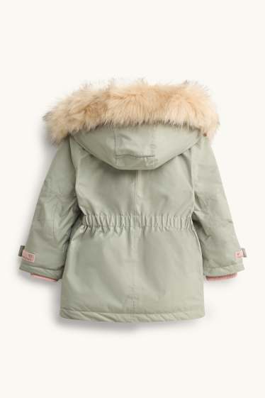 Kinder Mädchen - Regenjacke mit Kapuze - gefüttert - wasserdicht - hellgrün