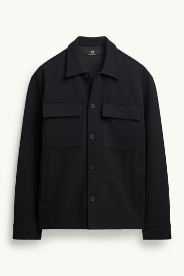 Hommes - Veste-chemise - relaxed fit - col kent - noir
