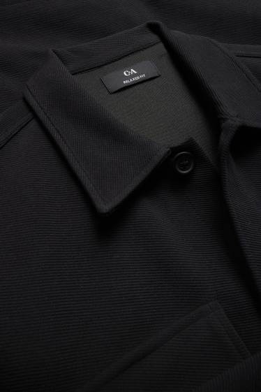 Hommes - Veste-chemise - relaxed fit - col kent - noir