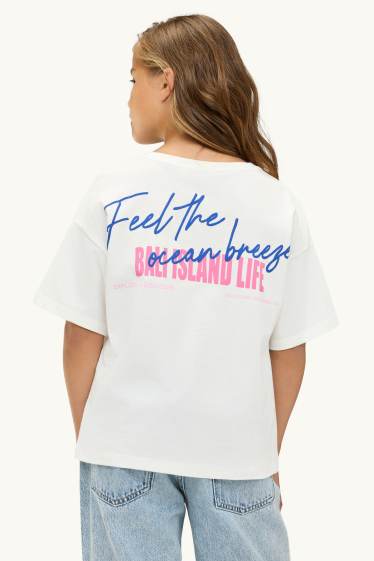 Kinder Mädchen - Strand - Kurzarmshirt - weiss