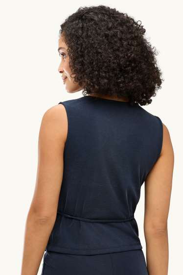 Femmes - Top croisé à col V - bleu foncé