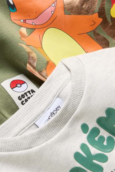 Bambini - Confezione da 2 - Pokémon - felpa con cappuccio e maglia girocollo - verde / grigio