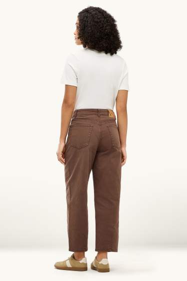 Dames - Barrel jeans - high waist - jeansbruin