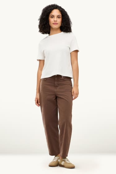 Dames - Barrel jeans - high waist - jeansbruin