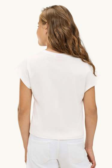 Kinder Mädchen - Cupa Chups - Kurzarmshirt mit Knotendetail - Glanz-Effekt - weiß