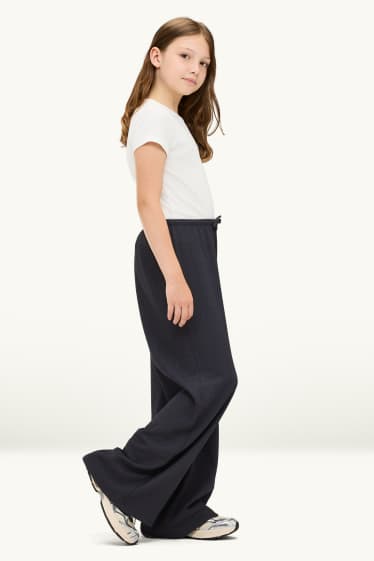 Enfants filles - Pantalon en toile - Palazzo - noir