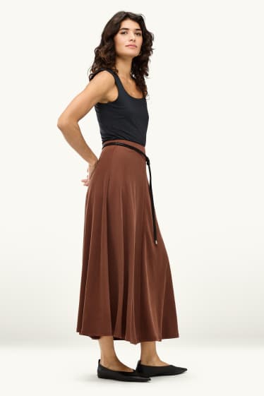 Women - Skirt with belt - brown