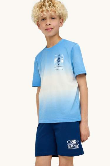 Children Boys - Surfboard - short pyjamas - 2 piece - patterned - blue