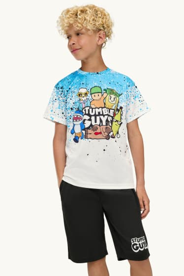 Copii - Băieți - Stumble Guys - pijama scurtă - 2 piese - negru / alb