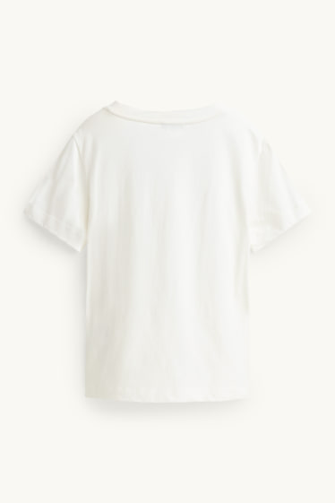 Dames - T-shirt - regular fit - gebloemd - crème wit