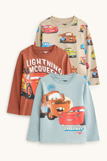 Children Boys - Multipack of 3 - Cars - long sleeve top - light blue