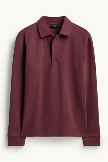 Bărbați - Tricou polo cu mânecă lungă - bordo