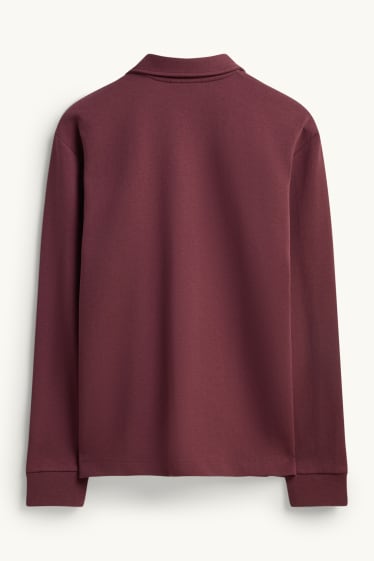 Bărbați - Tricou polo cu mânecă lungă - bordo