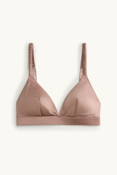 Femei - Bralette din satin - vătuit - maro deschis