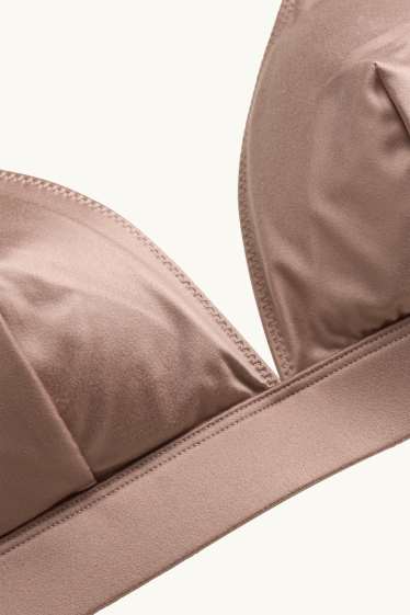 Femei - Bralette din satin - vătuit - maro deschis