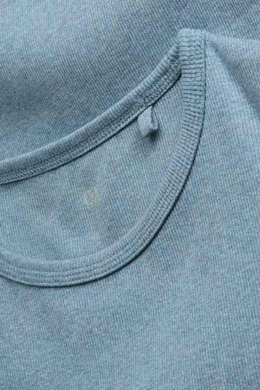 Dona - Samarreta de màniga llarga - slim fit - acanalada - blau clar