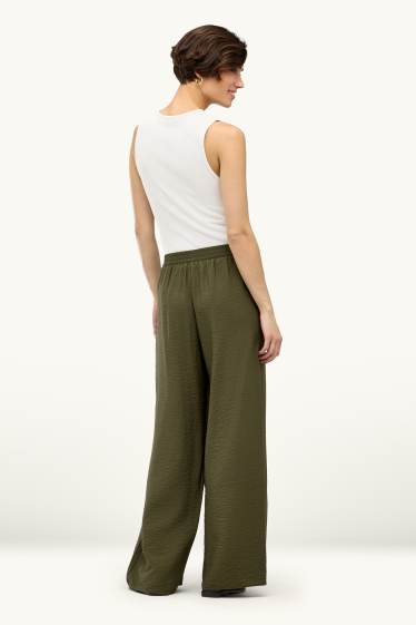 Mujer - Pantalón de oficina - high waist - wide leg - verde oscuro