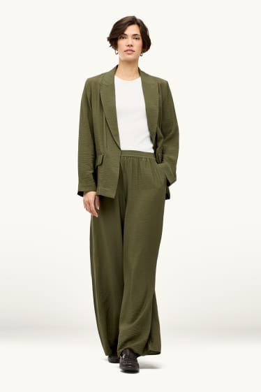 Mujer - Pantalón de oficina - high waist - wide leg - verde oscuro