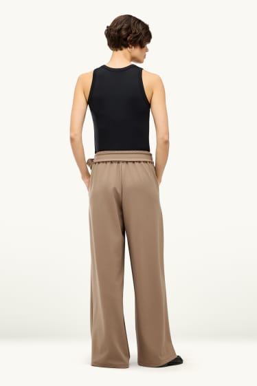 Dames - Pantalon - high waist - wide leg - beige