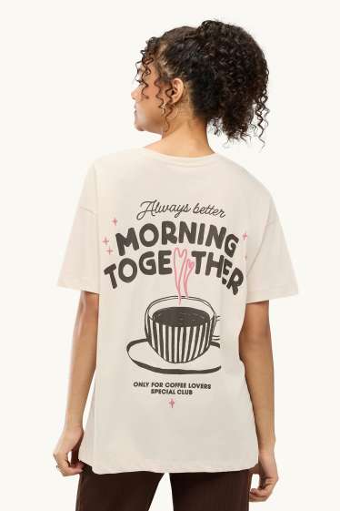 Damen - T-Shirt - Oversized - beige