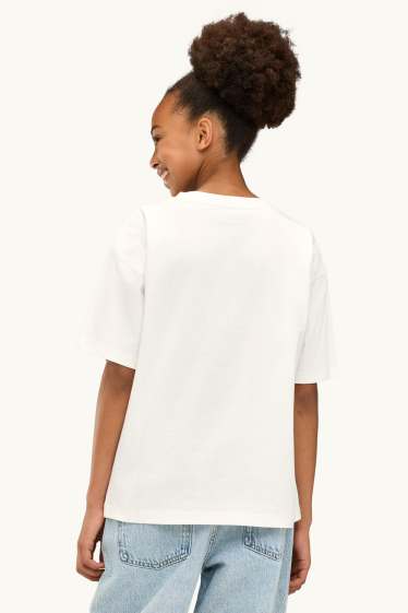 Enfants filles - Blackpink - T-shirt - finition brillante - blanc