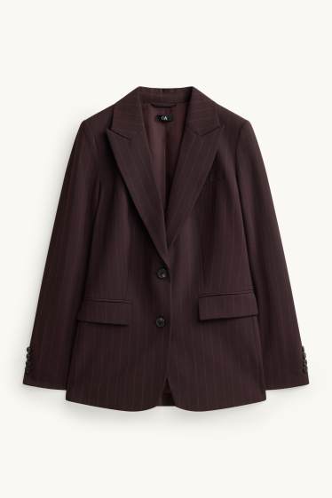 Femei - Blazer lung - regular fit - cu dungi - maro închis