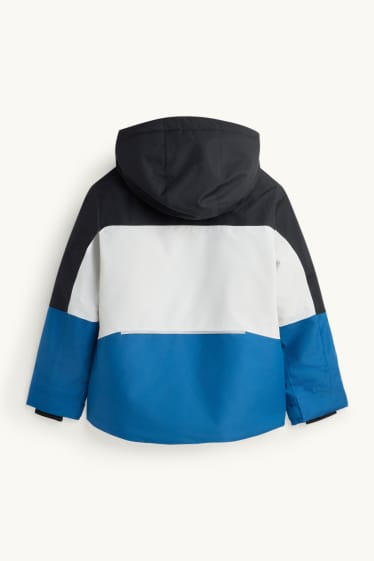 Enfants garçons - Veste de ski avec capuche - doublée - finition déperlante - blanc / noir