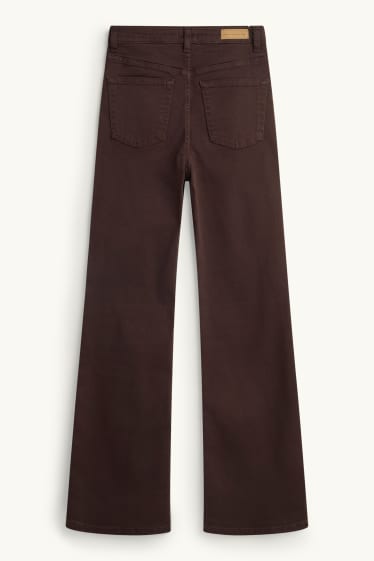 Dames - Flared jeans - high waist - bruin