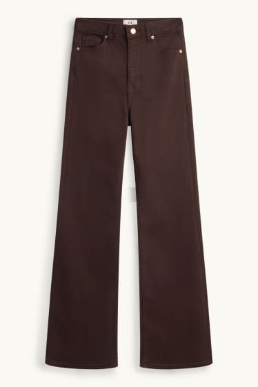 Dames - Flared jeans - high waist - bruin