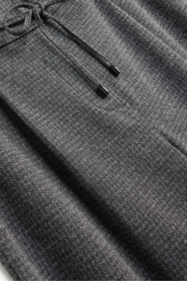 Femmes - Pantalon en toile court - high waist - wide leg - mélange gris foncé