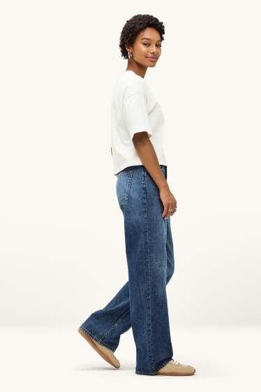 Damen - Baggy Jeans - Mid Waist - jeansblau