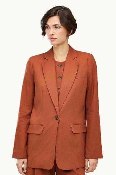 Donna - Blazer business misto lino - regular fit - marrone