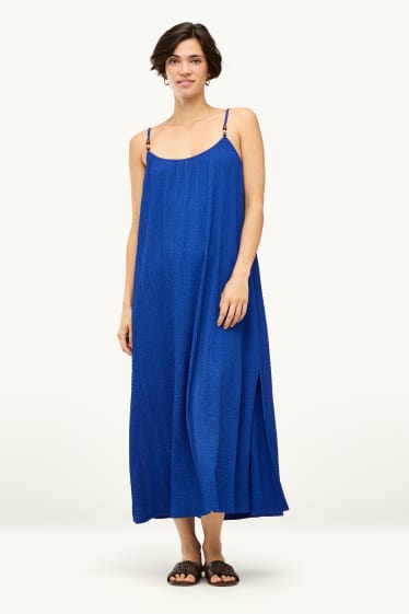 Dames - A-lijn-jurk - met structuur - blauw
