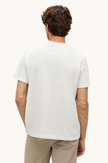 Hommes - T-shirt - regular fit - finition côtelée - blanc