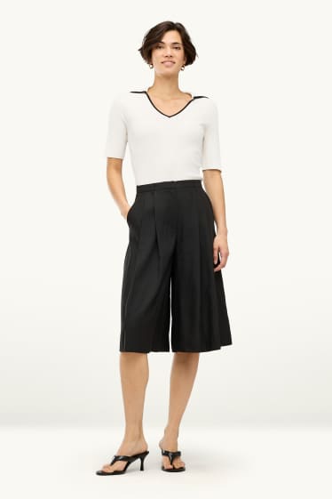 Dames - Bermuda - high waist - zwart