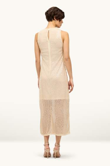 Damen - Pailletten-Kleid - Straight Fit - beige